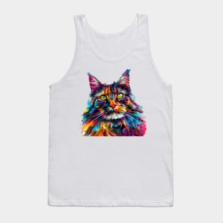 Maine Coon Cat Colorfull Pop Art Design For Cat Onwer Tank Top